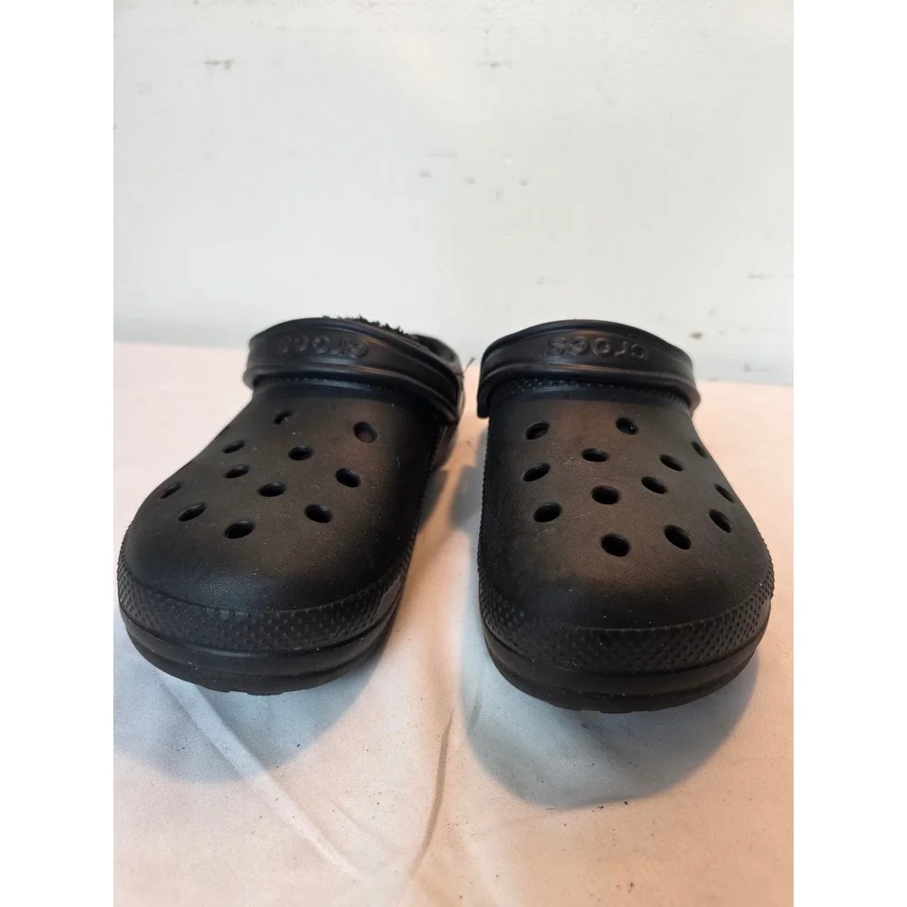 Crocs Classic Fuzz Lined Clogs Black Mens 9 Womens 11 Slip On Shoes